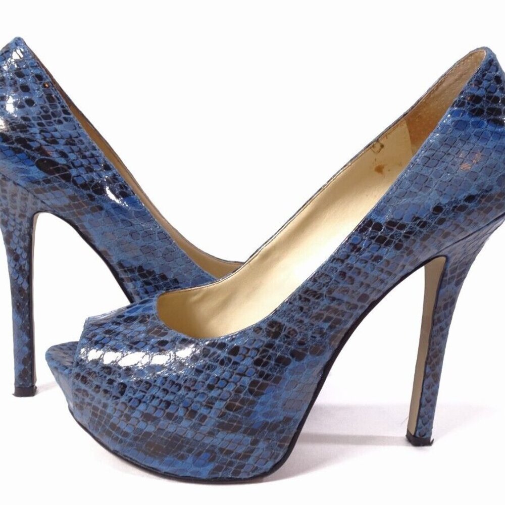 🚨Enzo Angiolini Blue Snakeskin Platform Heel Shoes EATANEN  Sz 6.5 M - Picture 13 of 13